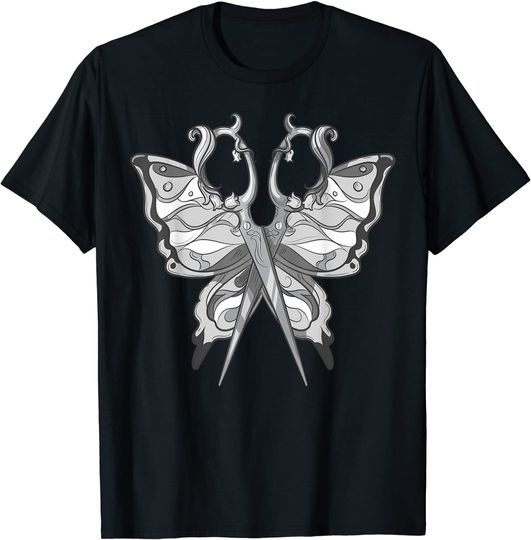 Discover Goth Girl Hairdresser Hustler Tattoo Art Butterfly Scissors T-Shirt