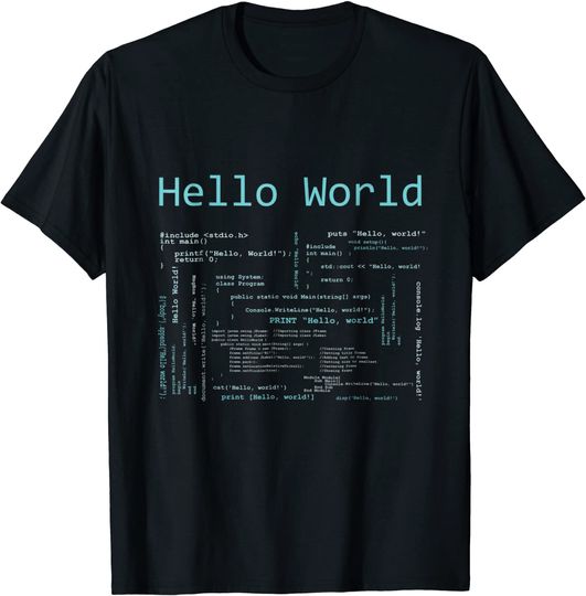 Hello World Computer Programming Languages T Shirt