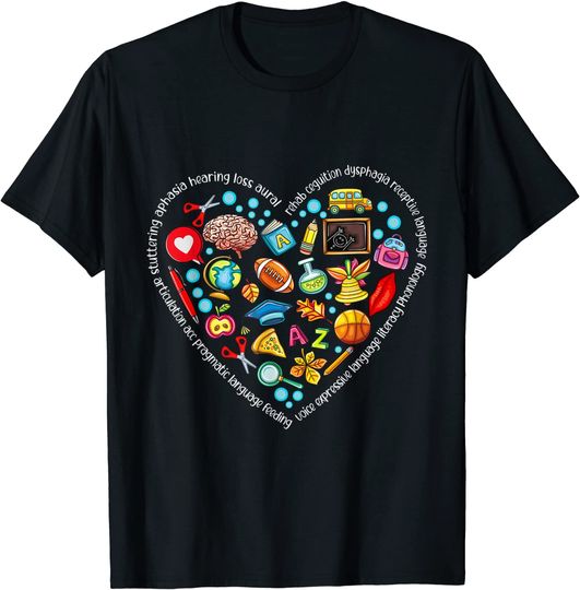 Speech Language Pathology Heart Shape Speech Therapy T-Shirt