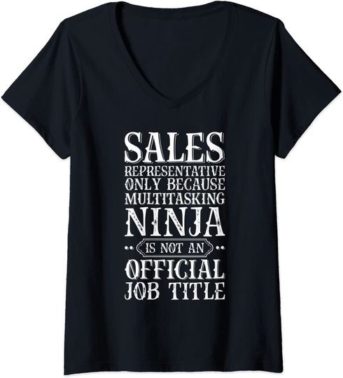 Discover Sales Representative Only Because Multitasking Job V-Neck T-Shirt