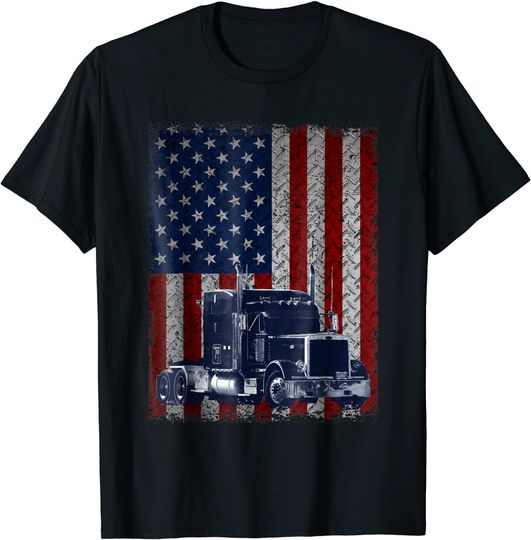 Truck Driver American Flag T Shirt