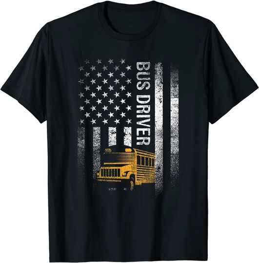 School Bus Driver Usa American Flag Gift T-Shirt