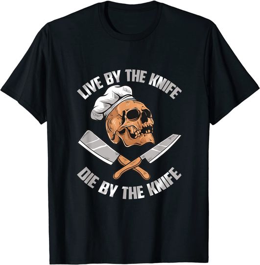 Chef - Skull Knife Death Cook - Restaurant Horror Skelett T-Shirt