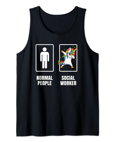 Dabbing Unicorn Social Worker Child Family Supporter Tank Top