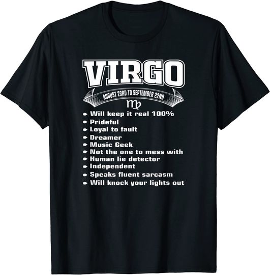 Virgo Facts Zodiac Sign Horoscope T Shirt