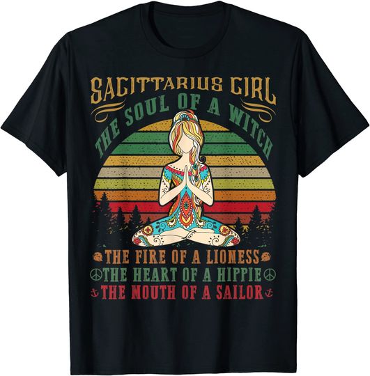 Sagittarius Yoga Black Women Birthday T Shirt