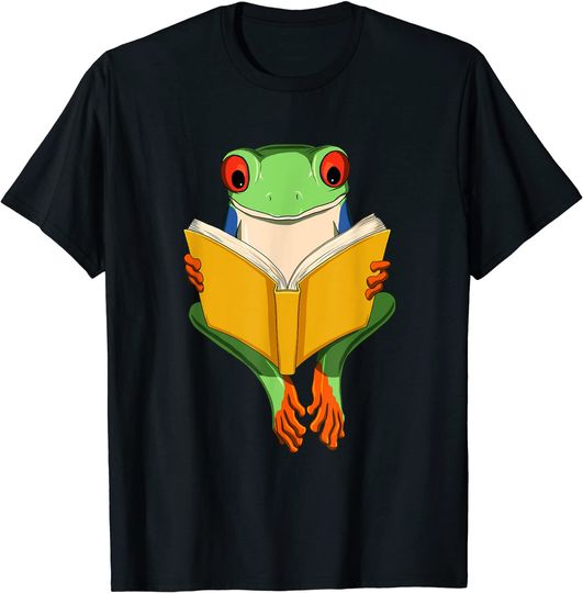 Red Eyed Tree Frog Read Book T-Shirt