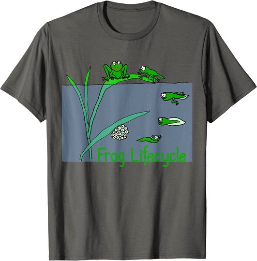 Frog Tadpole Lifecycle Frogs For Kids Cute Green Frog T-Shirt