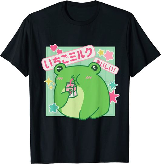 Cottagecore Frog Strawberry Retro 90s Kawaii Aestheti T-Shirt