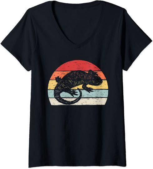 Vintage Retro Tiger Salamander V-Neck T-Shirt
