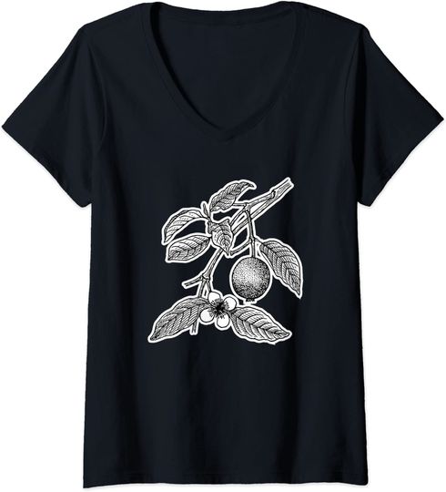 Guava Fruit Flower V Neck T Shirt