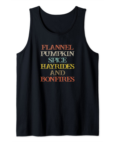 Vintage Funny Flannel Pumpkin Spice Hayrides And Bonfires Tank Top
