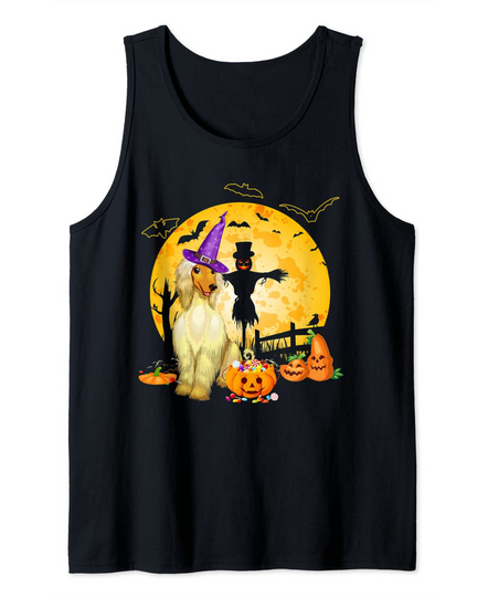 Spooky Llama Witch & Pumpkin Scarecrow Tank Top