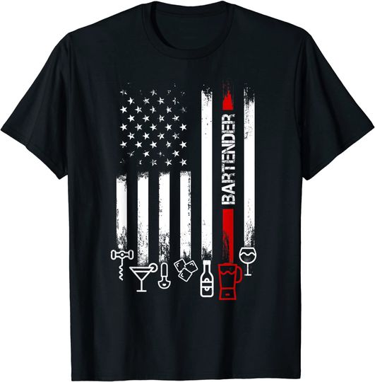 American Flag with Bartender T-shirt