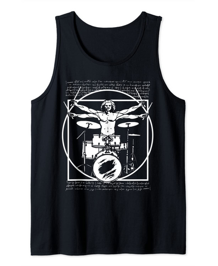 Drums & Drum Player - Da Vinci Drummer Vitruvian Tank Top