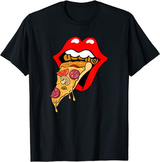 Pizza Red Lips Fast Food T-Shirt
