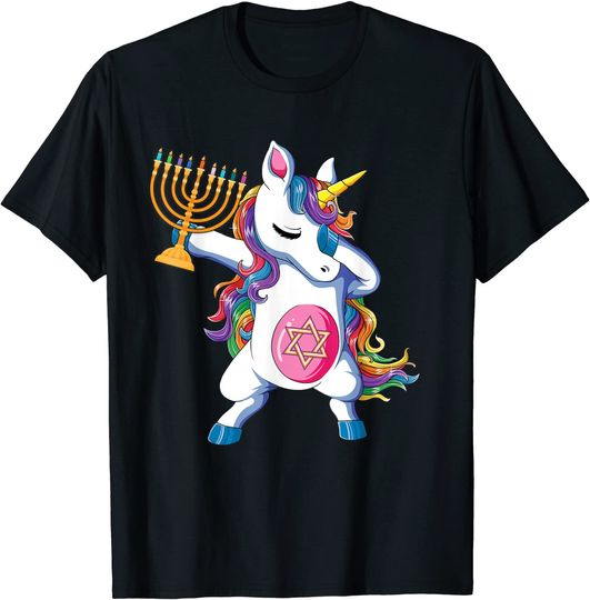 Discover Jewnicorn Hanukkah Unicorn Gift Girl Women Pajamas T-Shirt