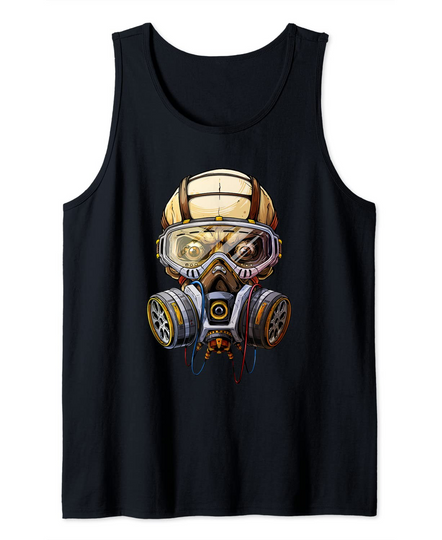 Gas Mask Skull Doomsday Cyber Goth Steampunk Retro Tank Top