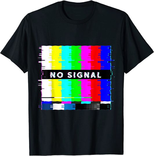 No Signal - Television Off Air Glitch Art Vaporwave T-Shirt
