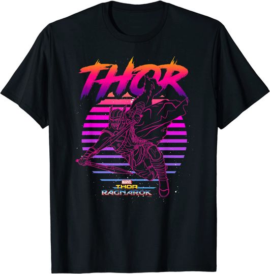 Marvel Thor Ragnarok 80s Retro Sunset Halftone Hero T Shirt
