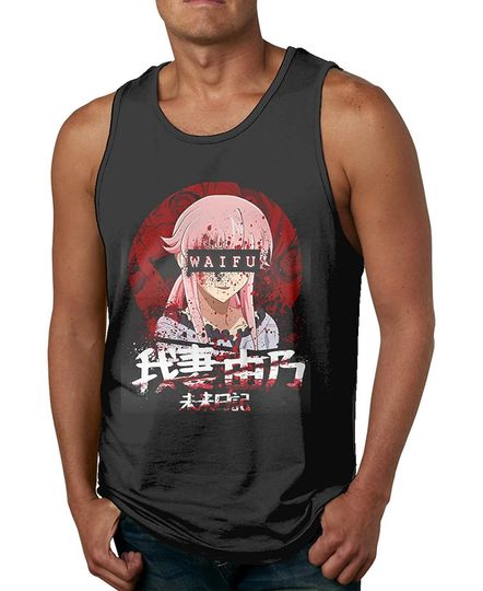 Future Diary Yuno Gasai Tank Top Men's Leisure Round Neck Sleeveless Shirts Vest