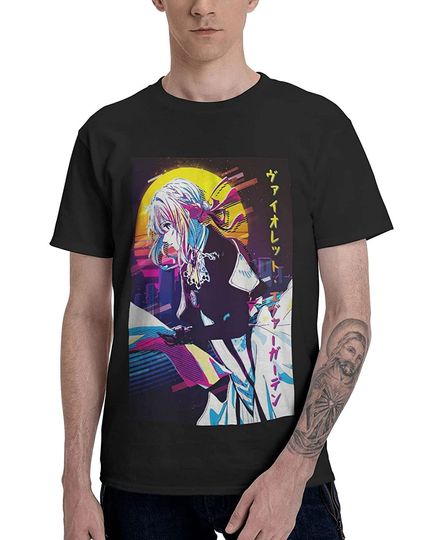 Violet Evergarden Violet Men's Fashion Summer T-Shirt Short Sleeve Shirt Round Neck