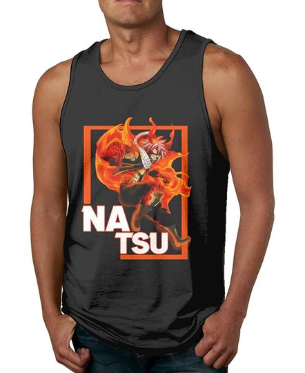 Natsu Dragneel Tank Top Mens Leisure Round Neck Sleeveless Tops Vest