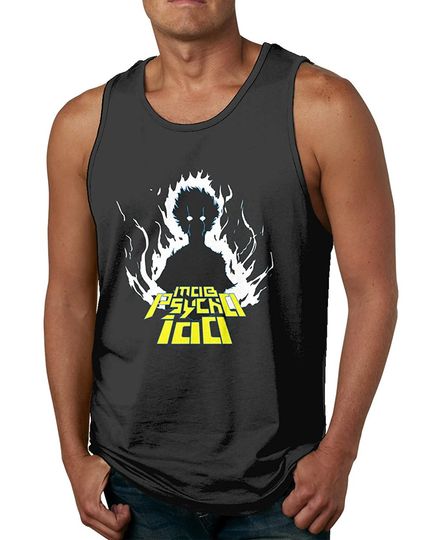 Anime Mob Psycho 100 Shigeo Kageyama Tank Top Men's Leisure Round Neck Sleeveless Shirts Vest
