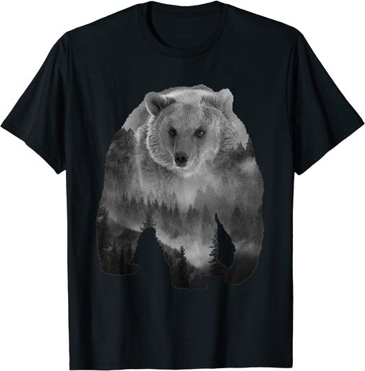 Bear silhouette bears forest nature designs T-Shirt
