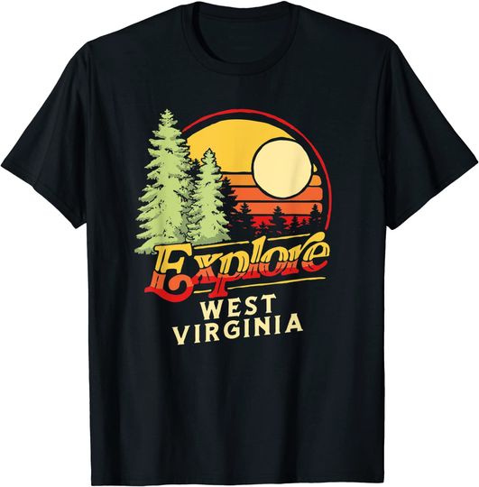 Discover Explore West Virginia! Outdoor Lover & Nature Vintage 80's T-Shirt