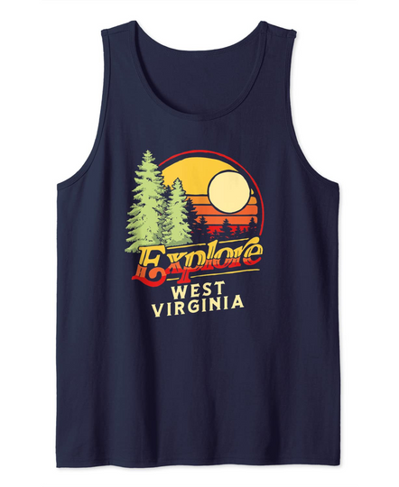 Discover Explore West Virginia! Outdoor Lover & Nature Vintage 80's Tank Top