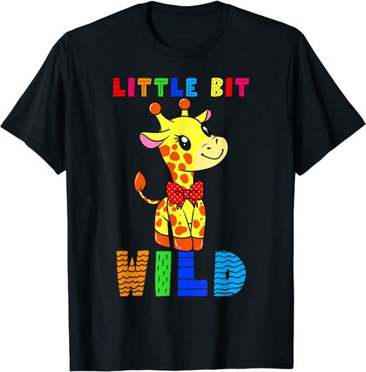 Little Bit Wild Giraffe Safari Amazon Rainforest Africa Animal Kids T-Shirt