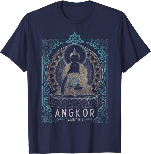 Angkor Cambodia Teal Gold Buddha T Shirt