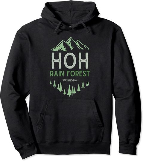 Washington Rain Forest Olympic National Park Retro Pullover Hoodie