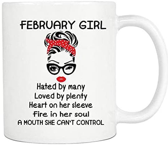 February Girl Mug - Vintage Mug for husband, wife, boyfriend, girlfriend, birthday, christmas