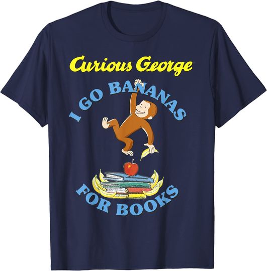Curious George I Go Bananas For Books Book Stack T Shirt