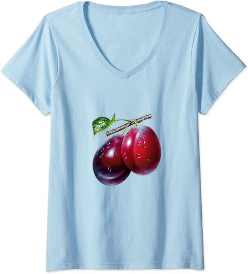 Plums Fruit V Neck T Shirt