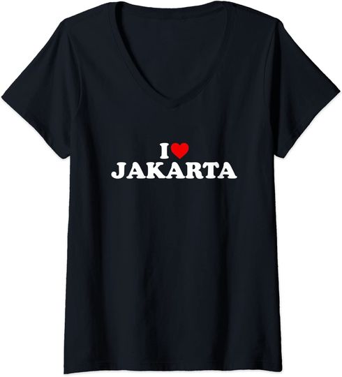 Womens I Love Jakarta Heart V Neck T Shirt