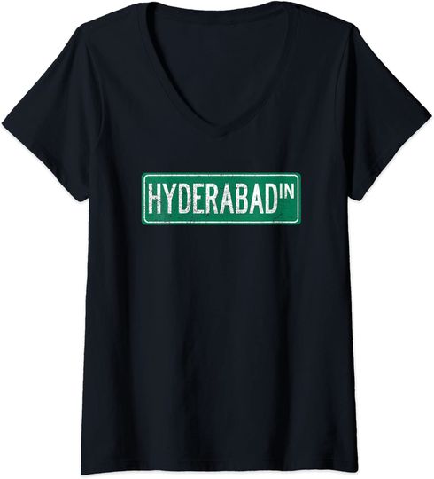 Retro Hyderabad India Street Sign T Shirt