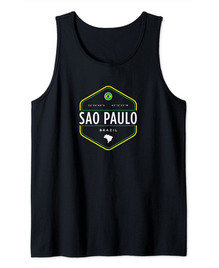 Sao Paulo Brazil Map Flag Tank Top
