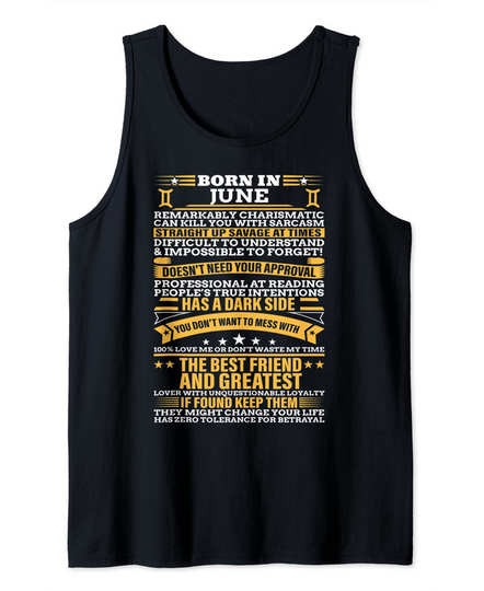 Born In June Gemini zodiac sign Tank Top