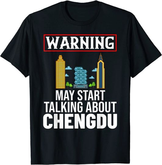 Chengdu China City Skyline Map Travel T Shirt