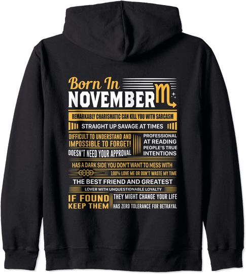 Born In November Scorpio Funny Hoodie