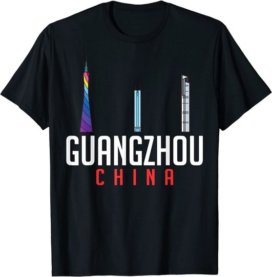 Guangzhou China City Skyline Map Travel T-Shirt