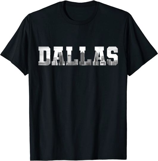 Dallas Texas Skyline Pride Black & White Vintage Dallas T-Shirt