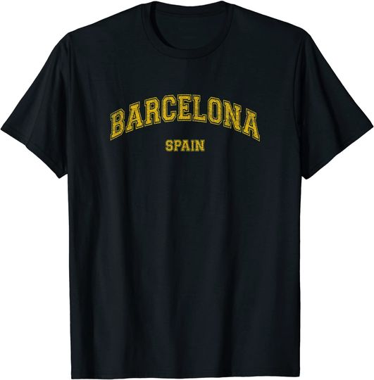 Barcelona Spain, Classic College font, vintage grunge T-Shirt