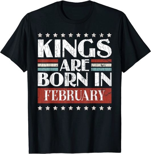 Kings Are Born In February Aquarius Funny Zodiac Graphic T-Shirt