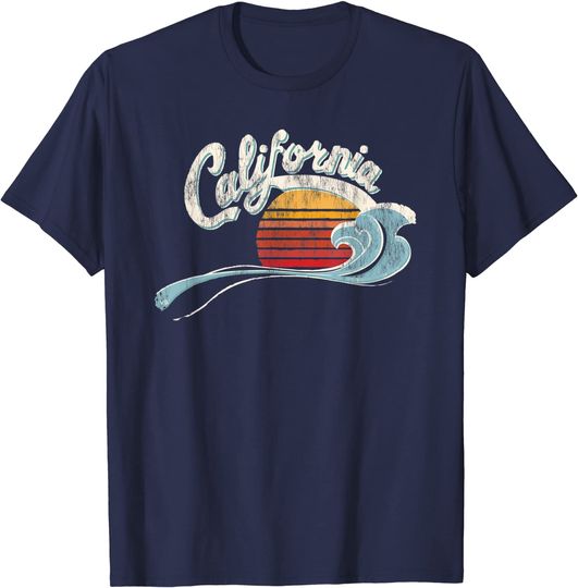 Discover Vintage Surfer 70's Graphic Sunset California T Shirt