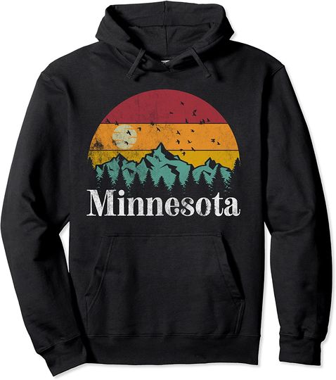 Minnesota 70s 80s Vintage Mountain Ski Hiking Camping Pullover Hoodie