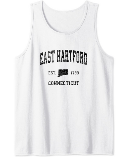 East Hartford Connecticut CT Vintage Sports Design Black Pri Tank Top